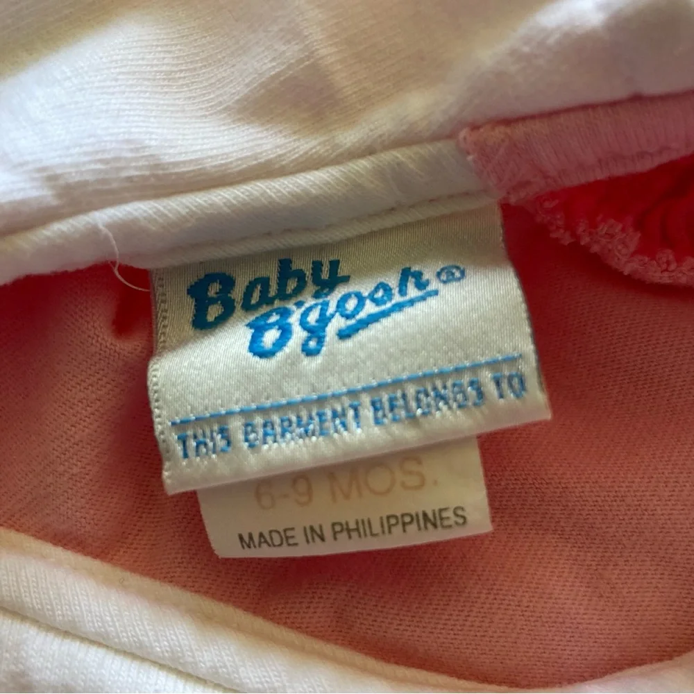 Vintage Baby B'Gosh Pink Bunny Romper 6-9M Embroidered Cotton 80s 90s Retro‎